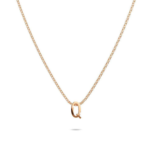 Initials Brick Alphabet Letter Necklace Rose Gold Layered Steel Jewellery